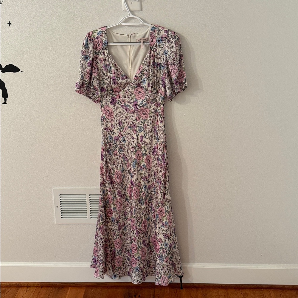 BCBGeneration Cream and Purple Floral Dress